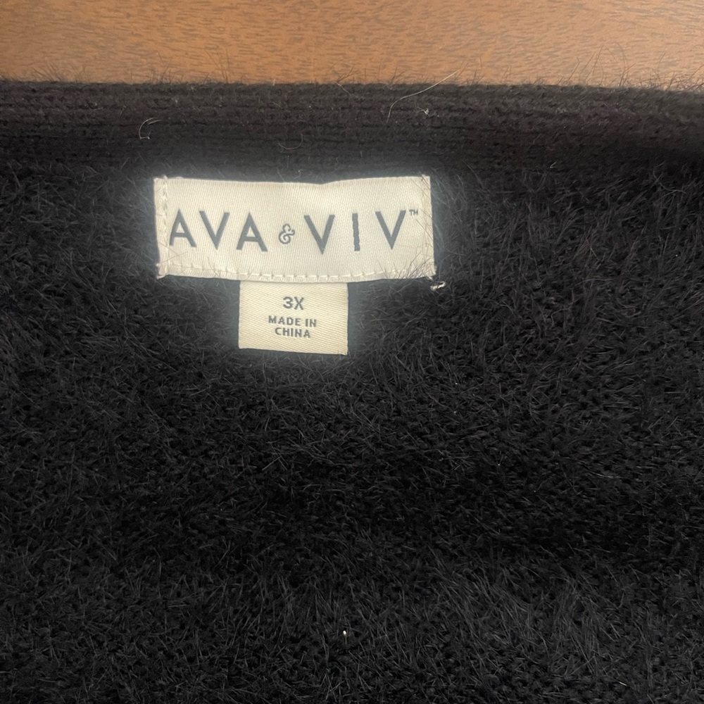 Ava & Viv black furry cardigan with gold buttons - Picture 5 of 7